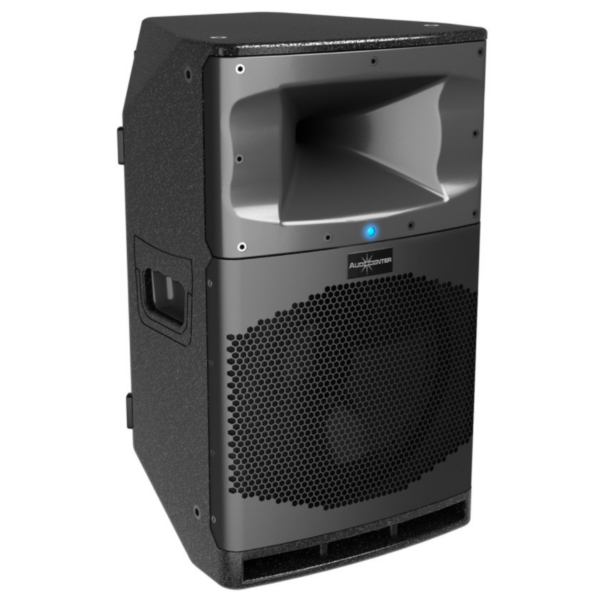 Parlante activo AudioCenter AC SA315+ de 15" con amplificador integrado, disponible en Expomusic, ideal para eventos y sonido profesional.